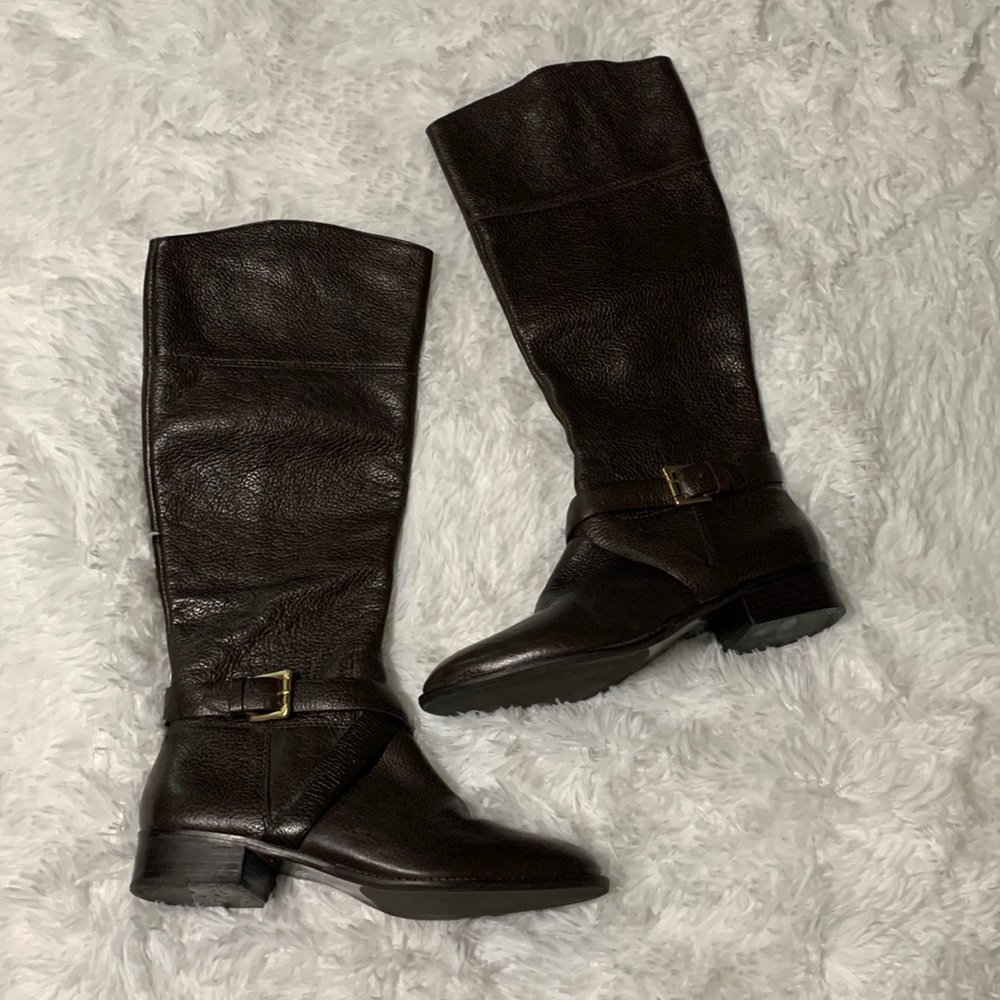 Talbots Tall Genuine Leather Boots, Size 7.5B (M), Dark Brown